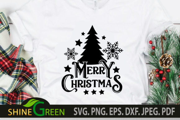 Merry Christmas SVG with Tree Snowflakes