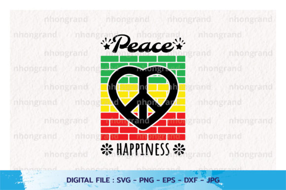 Peace Love Happiness Brick Hippy Svg